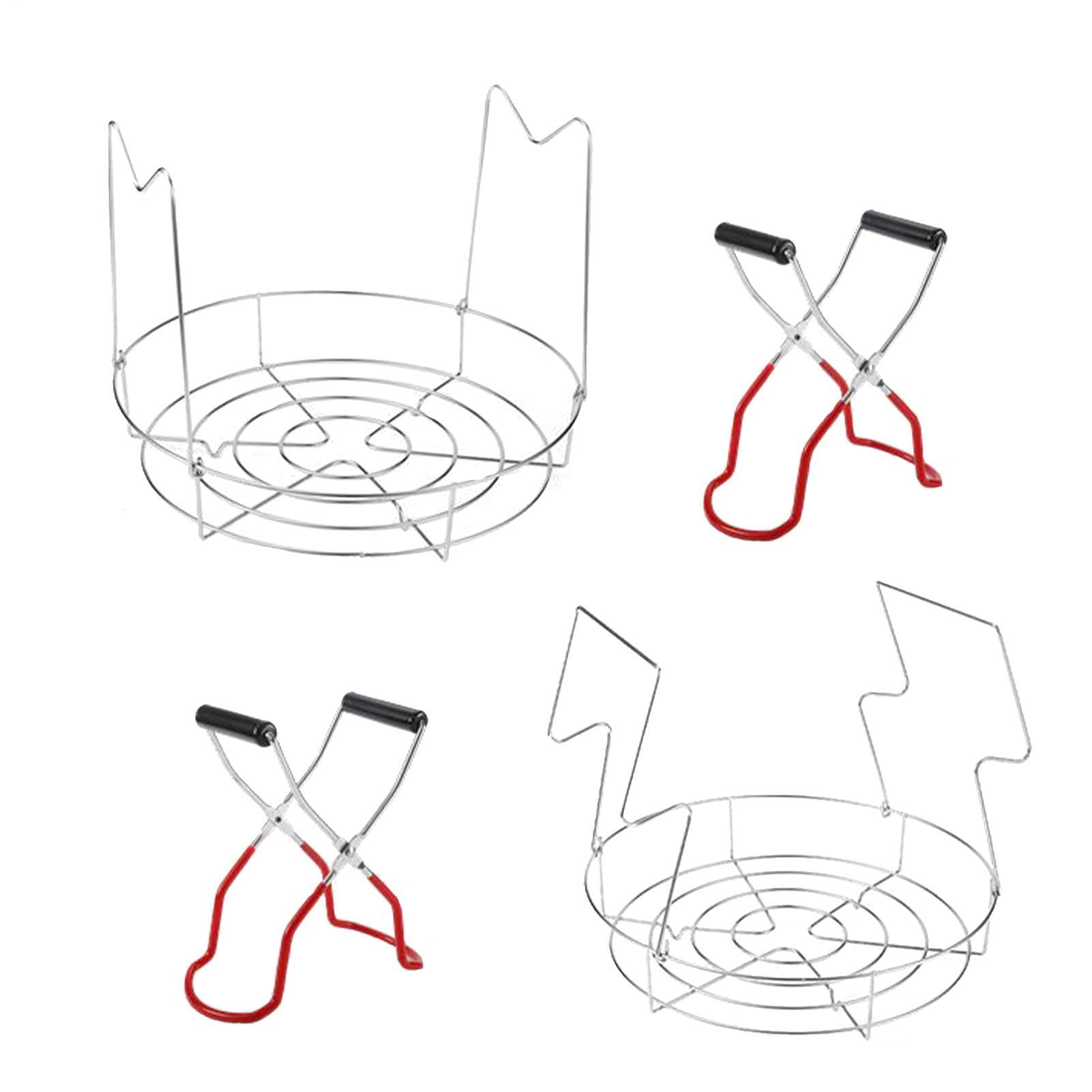 Grille pour conserves - Grilles de stérilisation en Acier Inoxydable de 2 pièces avec élévateur de bocaux, en Forme de cœur, grilles pour Vaporisateur Pliables Plates de 29 x 24,5 cm, Clip Anti-