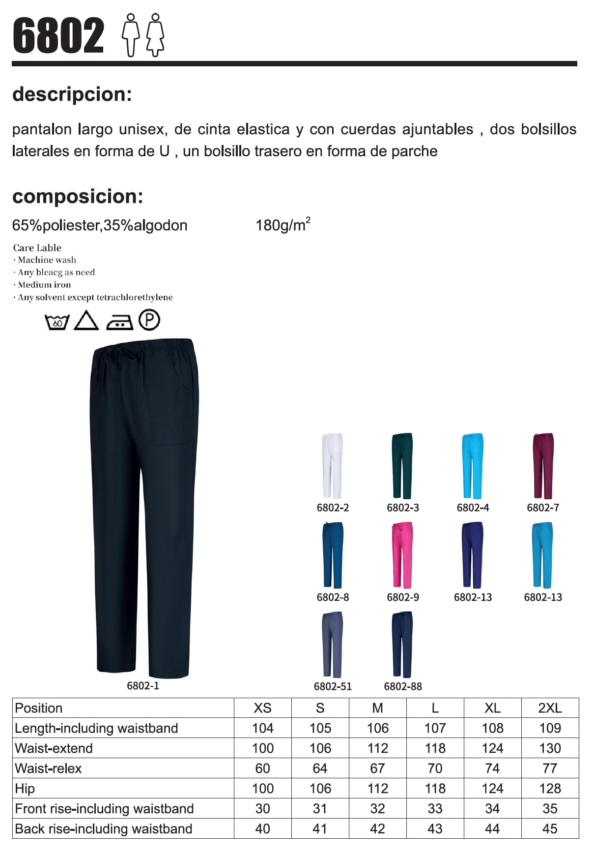 MISEMIYA - PANTALÓN Sanitarios Unisex (Antilejía - No Destiñe - Resistente al Cloro)- BZ-6802 - 3