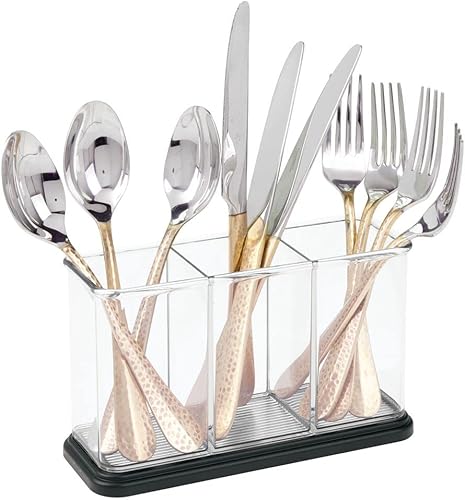 Miniatura 6 de mDesign Plastic Cutlery Utensil Holder Storage Organizer Caddy for Kitchen Countertop Organization - Holds Fork, Knife, Spoon, Silverware - 3