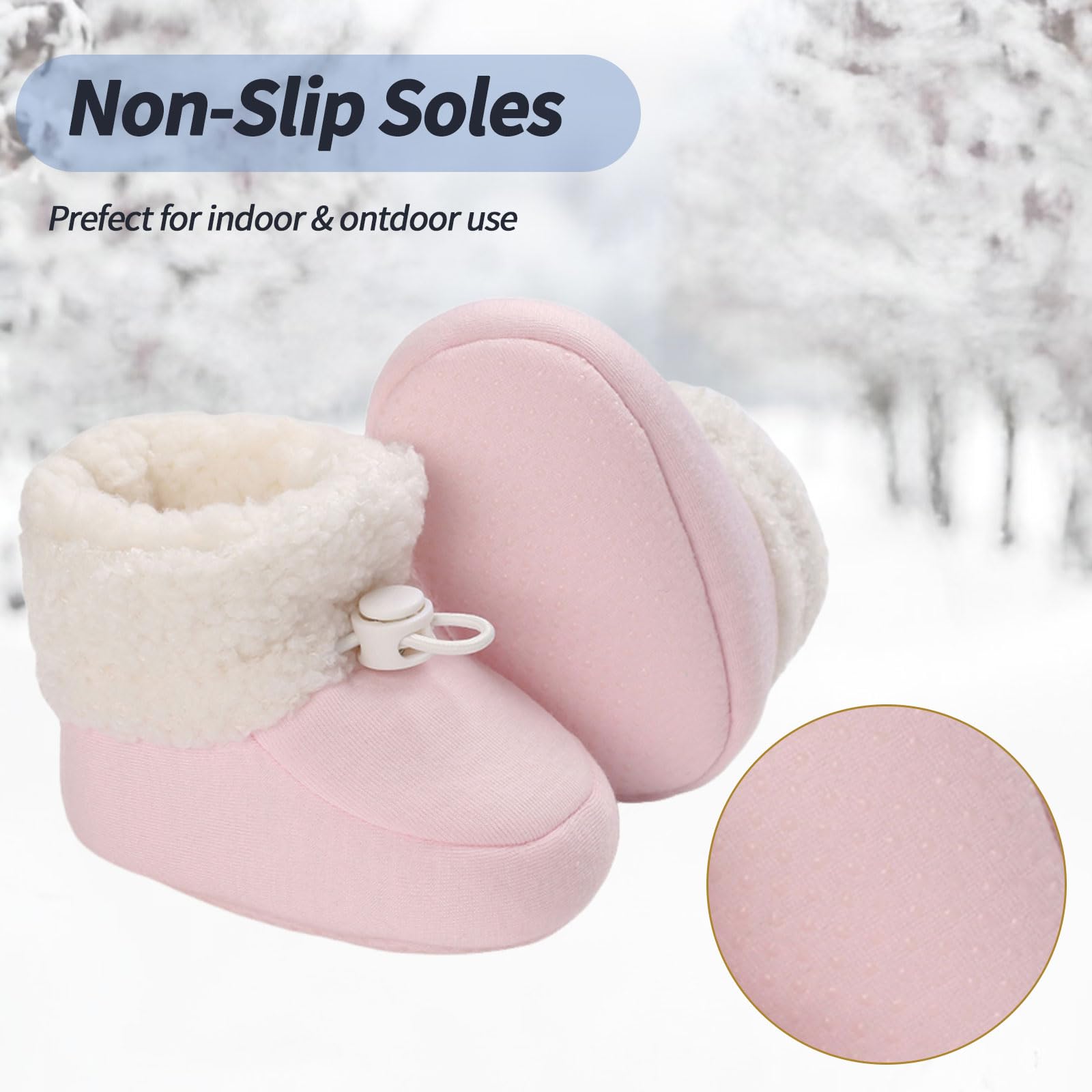 Stivaletti Neonata Neonato Pantofole Antiscivolo Termiche Fodera in Pile Babbucce Scarpe Invernali Morbido Cotone Scarpine Primi Passi Stivali da Neve Calzini Caldi 0-18 Mesi