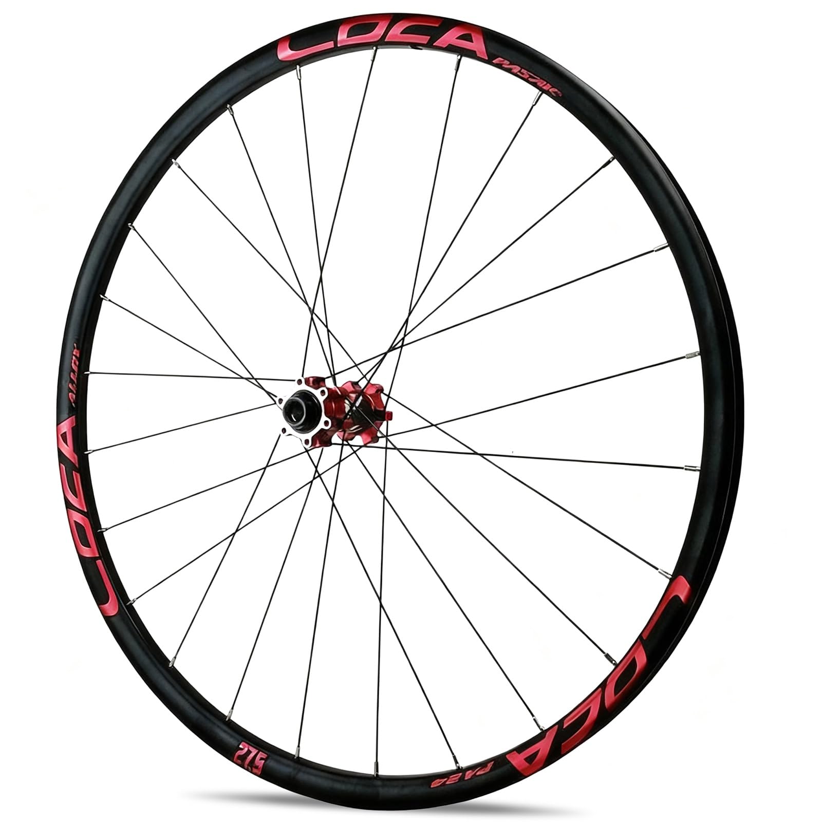 700C Road Bikes Front Wheel Disc Brake Rear Wheel Thru Axle 15x100mm/12x142m 24H Hubs For 8/9/10/11/12 Speed Cassette(Red,Front)