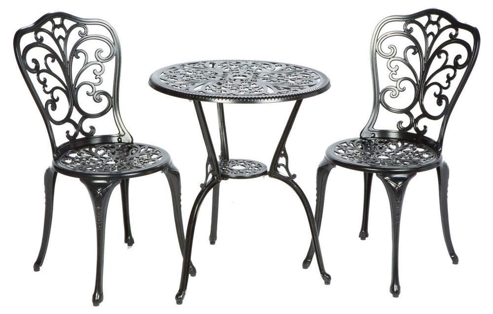 Alfresco Home Triora Cast Aluminum Bistro Set in, Blacksmith Finish