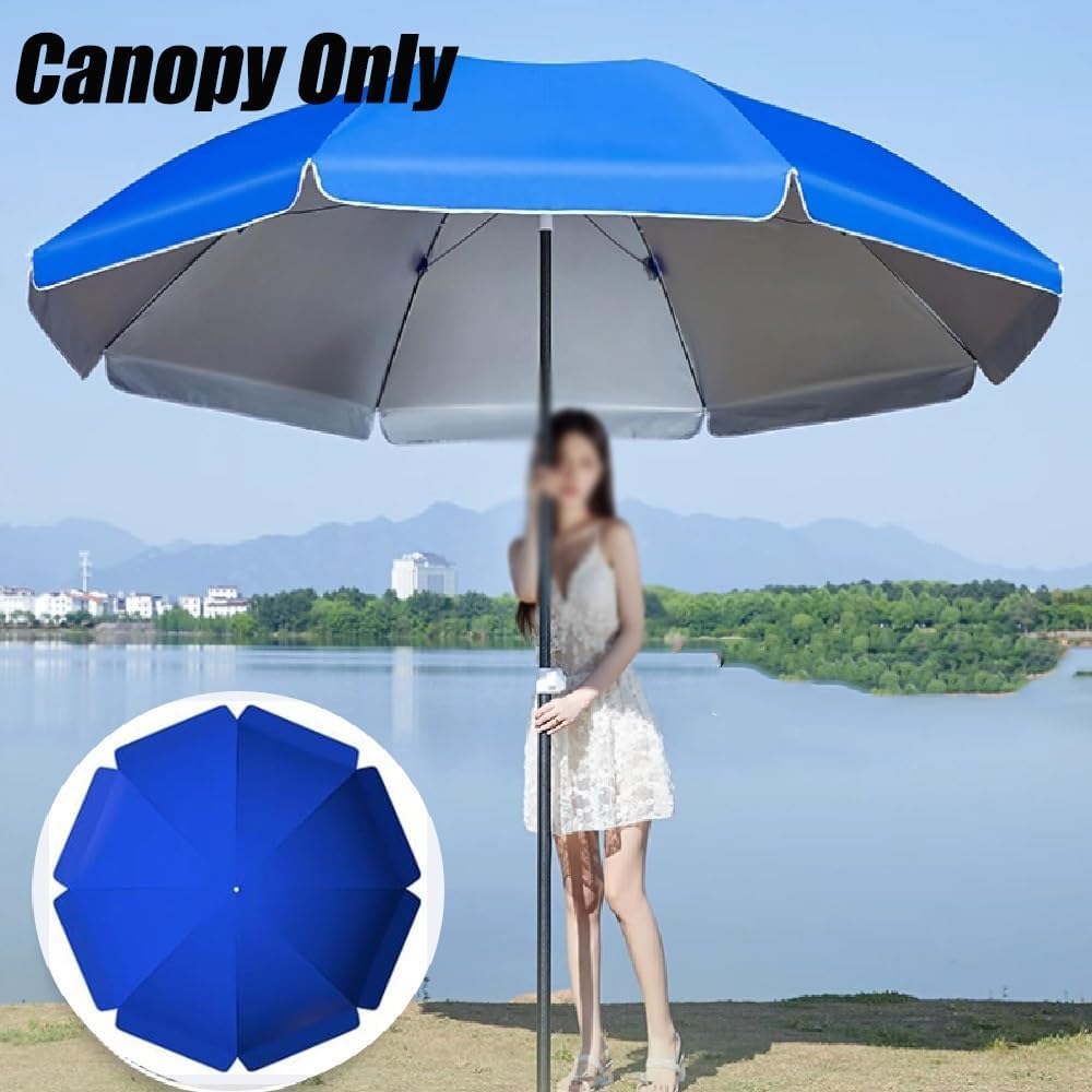 Zapasowy okrągły pokrowiec na parasol tarasowy 2,6 m - 50+ tkanina chroniąca przed promieniowaniem UV na taras przy basenie podwórkowym - kompatybilny z parasolami z 8 żebrami - niebieski