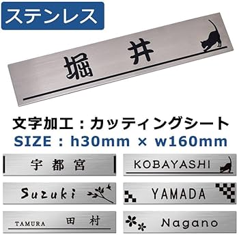 Amazon.co.jp: 表札 ステンレス 表札 3cm×16cm プレート ポスト