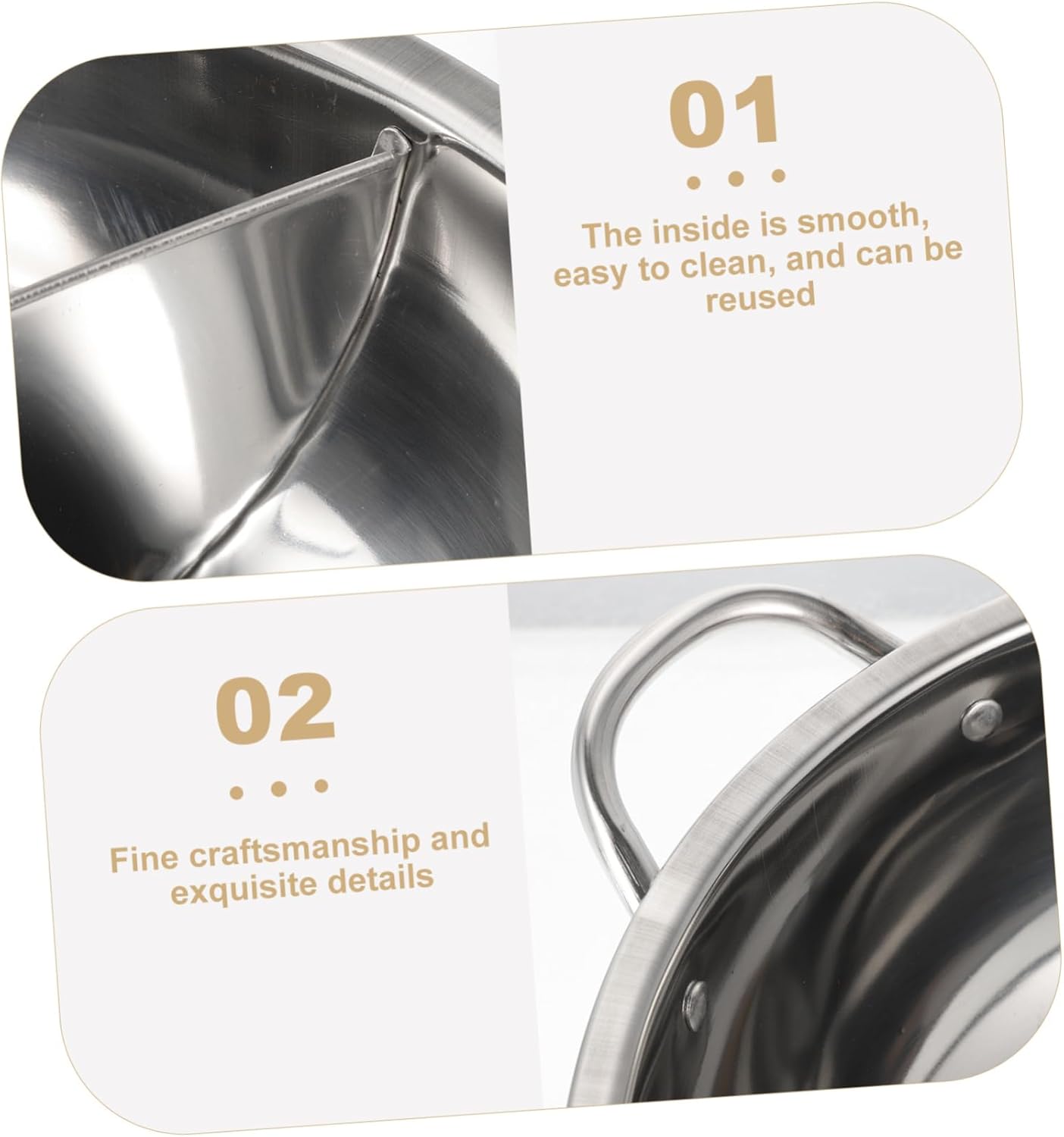 PRETYZOOM 1set Hot Pot Thickened Lid Divided Soup Pot for Family Gatherings and Restaurants Easy to Clean Non- Handle Versatile Cooking