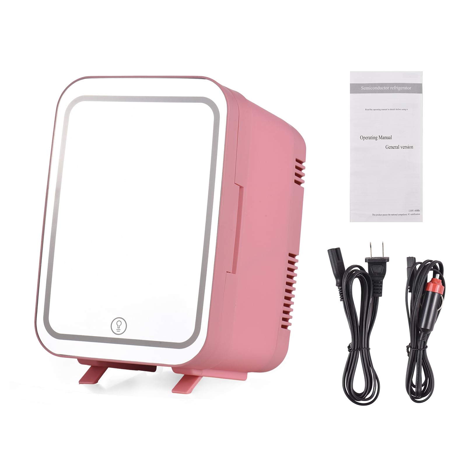 Brrnoo Frigo 4L per Cosmetici e Cura della Pelle con Specchio LED Dimmerabile, Funzione Refrigerazione/Scaldavivande, Alimentazione 12V, Adatto per Casa e Viaggio, Spina Europea