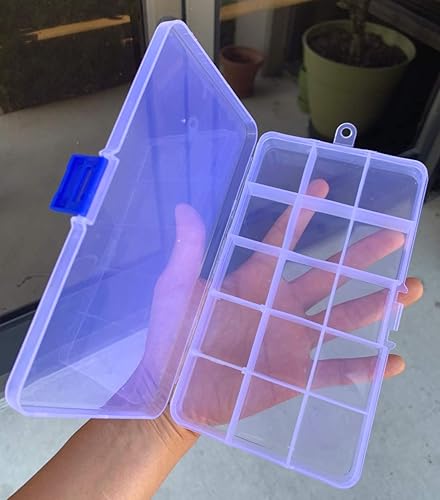 Miniatura 3 de 2Tomato Shipping Supplies Caja de almacenamiento de plástico rectangular transparente con 15 ranuras, organizador de compartimentos pequeños para