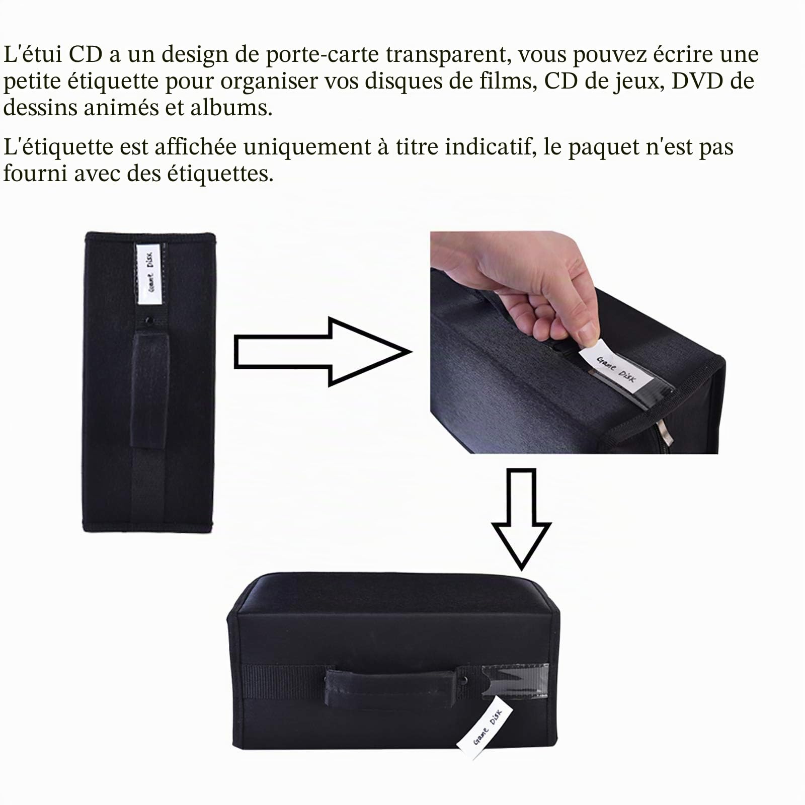 alavisxf xx Range CD, 160 Capacité Nylon Boîtier CD Disque de Protection DVD Disque Organisateur Housse pour Voiture Enfants (Noir)