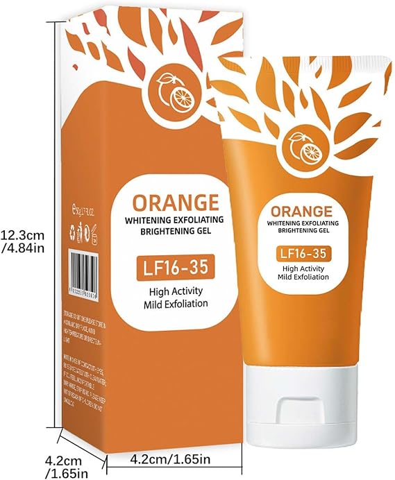 Orange Enzymes Exfoliating Gel, Deep Cleansing Moisturizing Facial,Organic Face and Body Exfoliating Scrub Gel for All Smooth Skin Types 50g