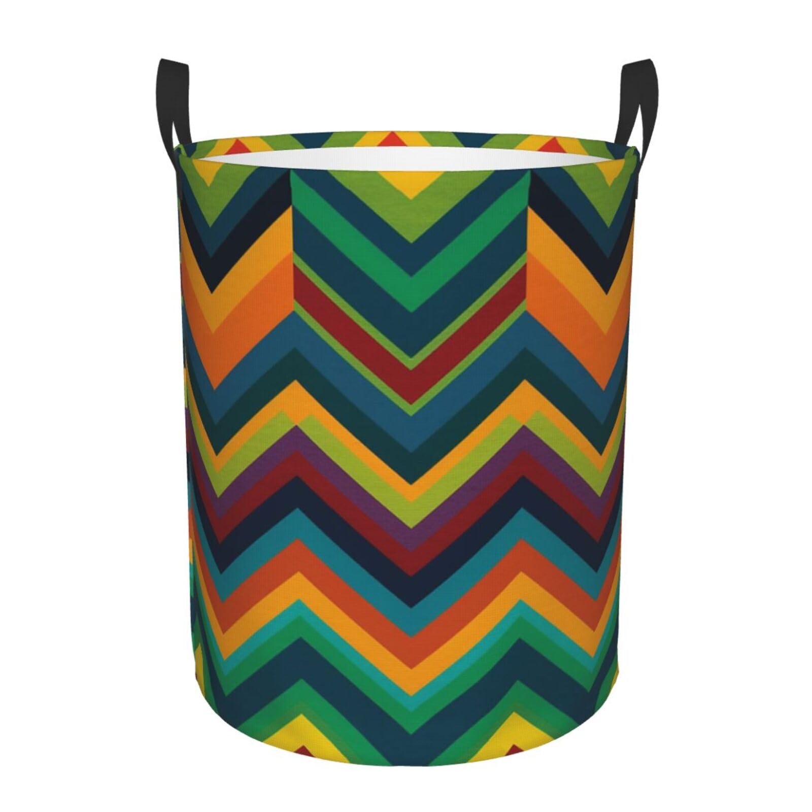 Laundry Basket Large Collapsible Laundry Hamper with Handles Chevron Wallpaper Laundry Basket Waterproof Freestanding Dirty Clothes Hamper for Bedroom Bathroom Dorm