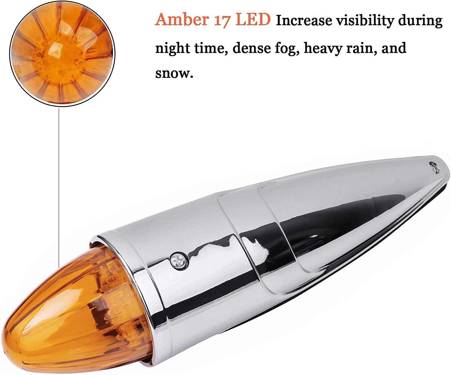 5x 17 LED Amber Torpedo Cab Roof Top Marker Light For Kenworth Peterbilt Truck