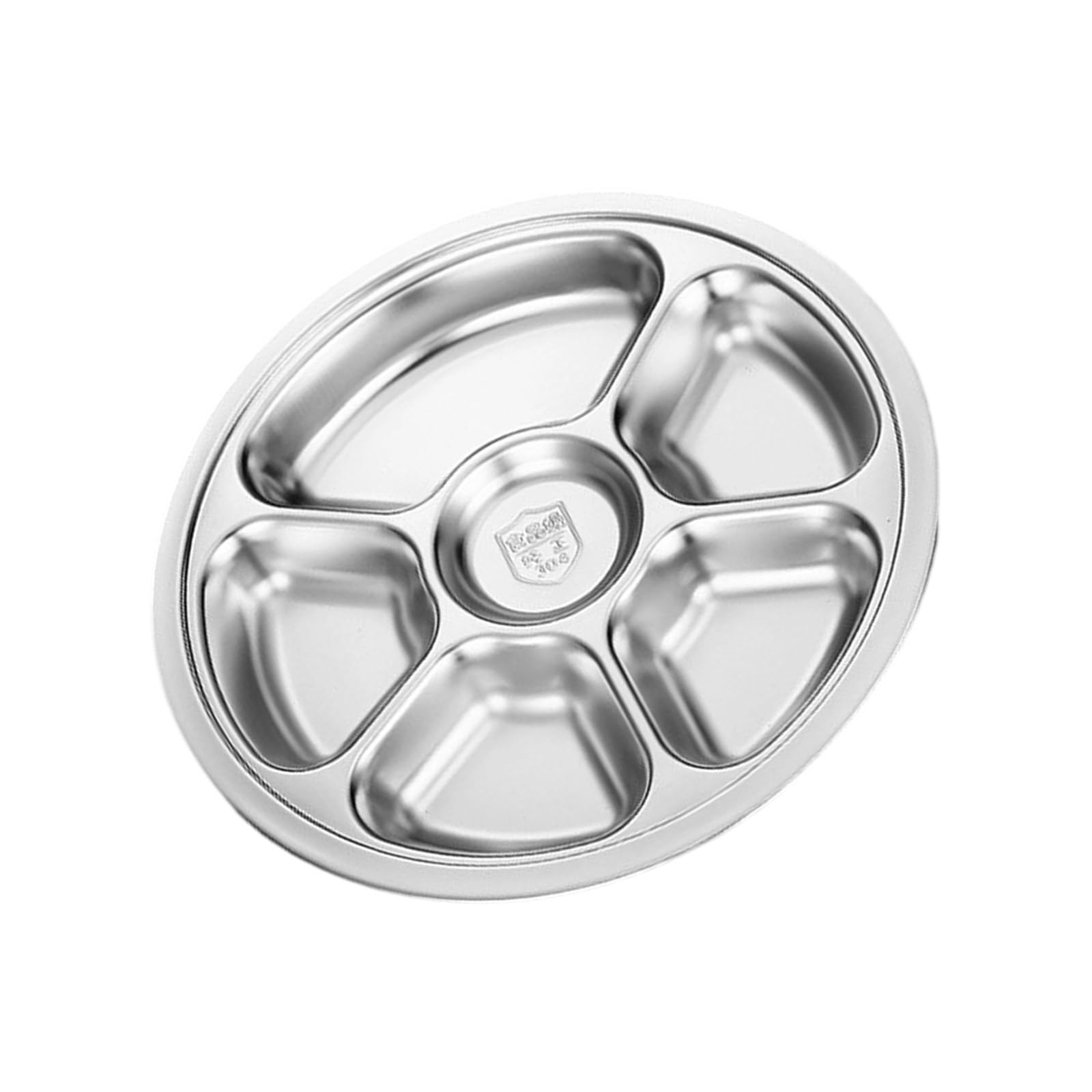PIEXANGH Multi Section Stainless Steel Round Serving Plate 28cm Perfect for Meal Organization Microwave Safe Dishwasher Safe Multi Compartment Serving Plate