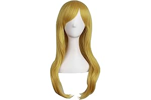 28" 70cm Long Curly Hair Ends Costume Cosplay Wig (Gold/Yellow)