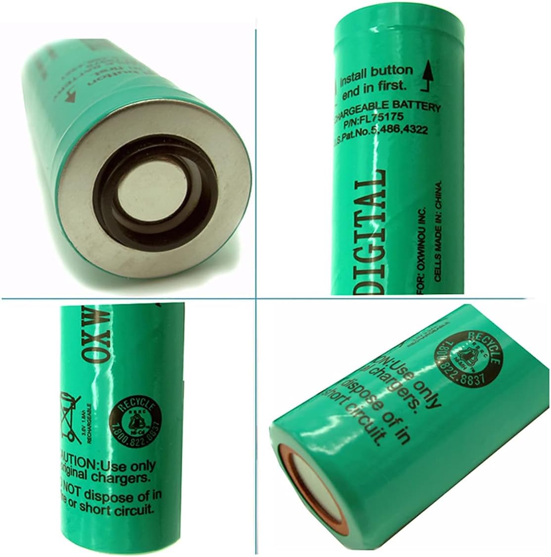 3.6V 1800mAh Ni-CD Rechargeable Replacement Battery Stick for Streamlight Stinger DS LED HP XT 75175 75375 76000 76300 PolyStinger Pelican M9 FL126 Flashlight(4 Pack)