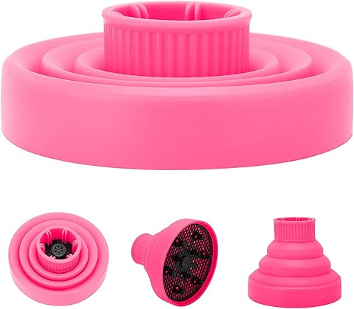 Miniatura 5 de Difusor universal para secador de pelo, portátil plegable de viaje rosa difusor de silicona para cabello grueso y rizado