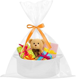 powerking Small Woven Basket with Gift Bags and Ribbons, Empty Decorativ...