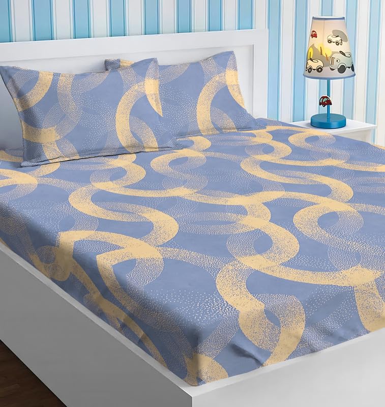 BSB HOME Cotton Feel Double Bedsheets with 2 Pillow Covers | Double Bed Breathable | Wrinklefree | Ultrasoft 180 TC Supersoft | 228 x 228 Cm Inches, 7x7.5ft (Pastel Grey & Beige)-picture-22