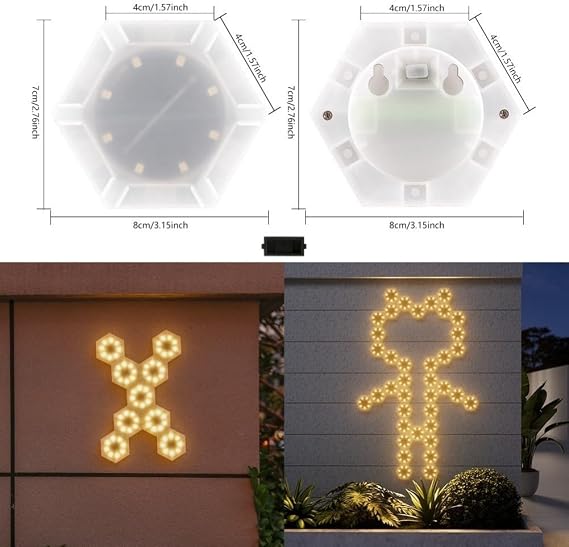 LED Hexagon Wall Light Panels Sensitive DIY Modular Lighting 6 Pack White Geometric Decor Bedroom Living Gaming Setup Home Office Ambient Lamp Creative Art Display(white Light)