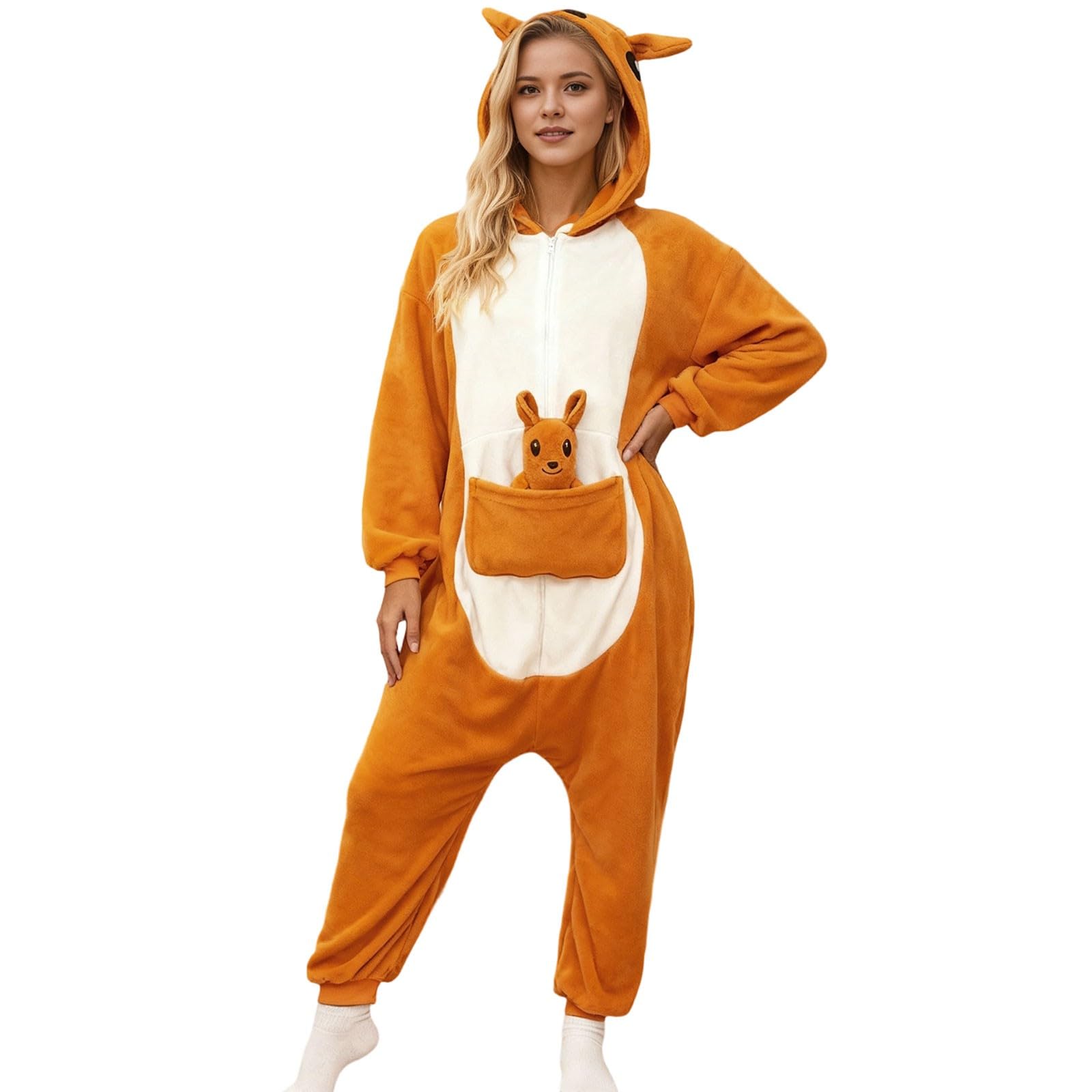 Pijama Suave con Personajes de Animales, Ropa de Estar por casa de Forro Polar acogedora para Relajarse y para Fiestas de Disfraces con Capucha y Bolsillos.