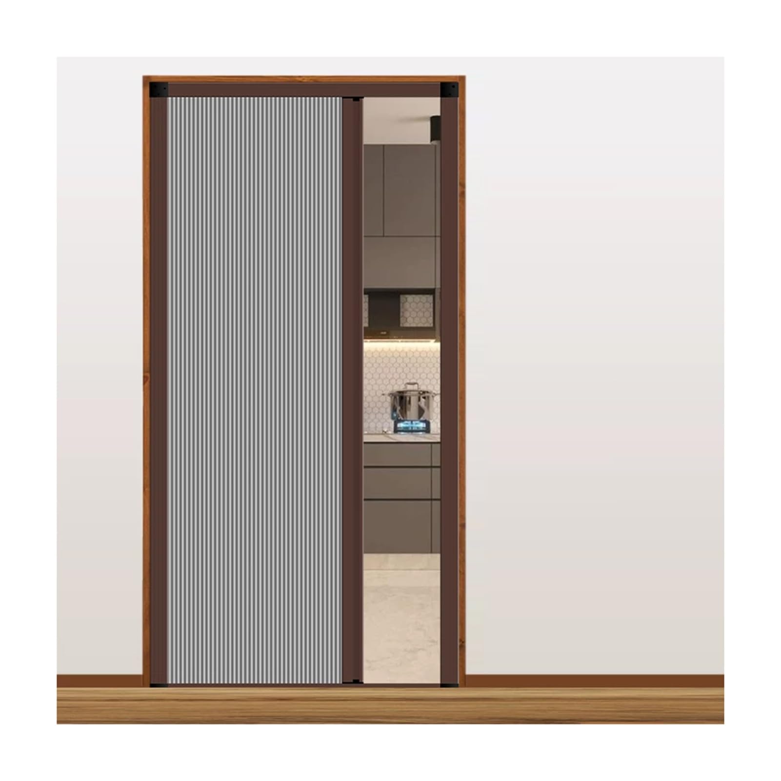 Custom Closet Accordion Doors Interior，No‑Drilling Retractable Folding Door with Aluminum Frame and Cellular Fabric，Privacy Screen Divider(Gray,68.6x198.1CM)