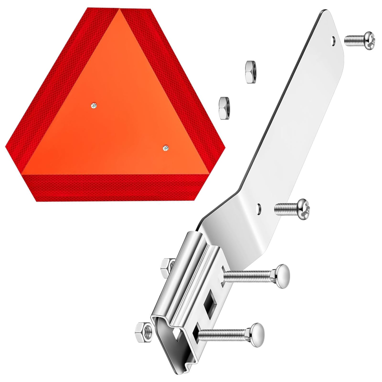 Warnschild für langsam fahrende Fahrzeuge, reflektierendes Aluminiumdreieck mit Schnellmontagehalterung für Traktoren und Golfwagen Warnschild aus Aluminium