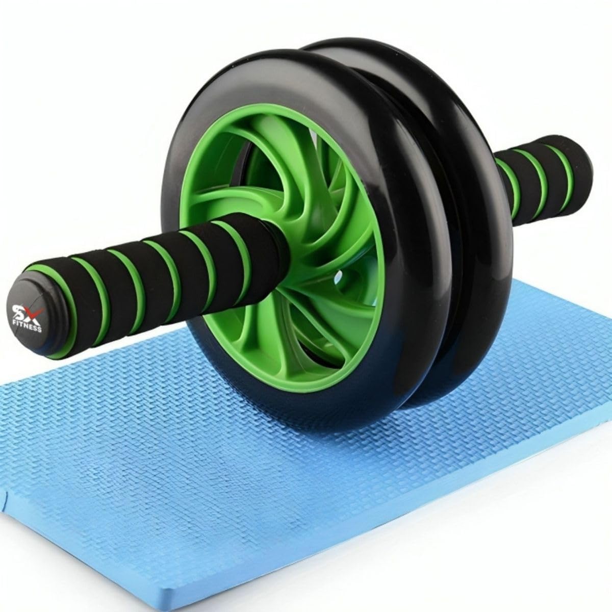 Anti Skid Double Wheel- AB Roller -for Abdominal Stomach - ab excersice equipment - abs workout equipment -with Knee Mat ab excerciser Steel Handle for men ab roller wheel-picture-30