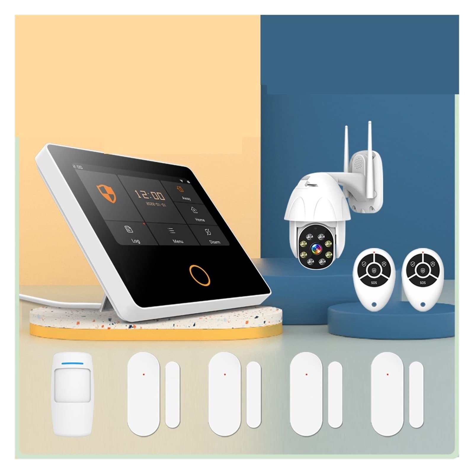 Sistema di Allarme di Sicurezza Domestica, Tuya Smart Home Kit antifurto di Protezione della Sicurezza Wireless Touch Screen IPS da 4,3 Pollici Integrato 10 Lingue(Set-A Alarm Panel)