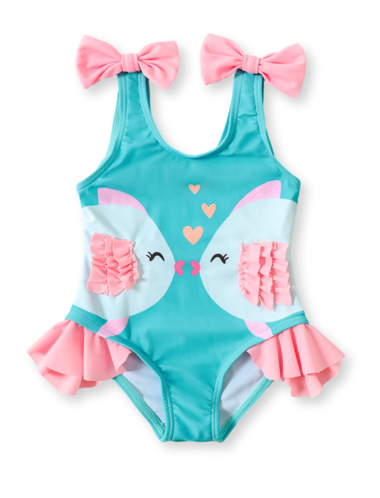 PATPAT Traje de baño de una pieza para bebé con diseño de animales infantiles y correa para colgar, 0-24 meses