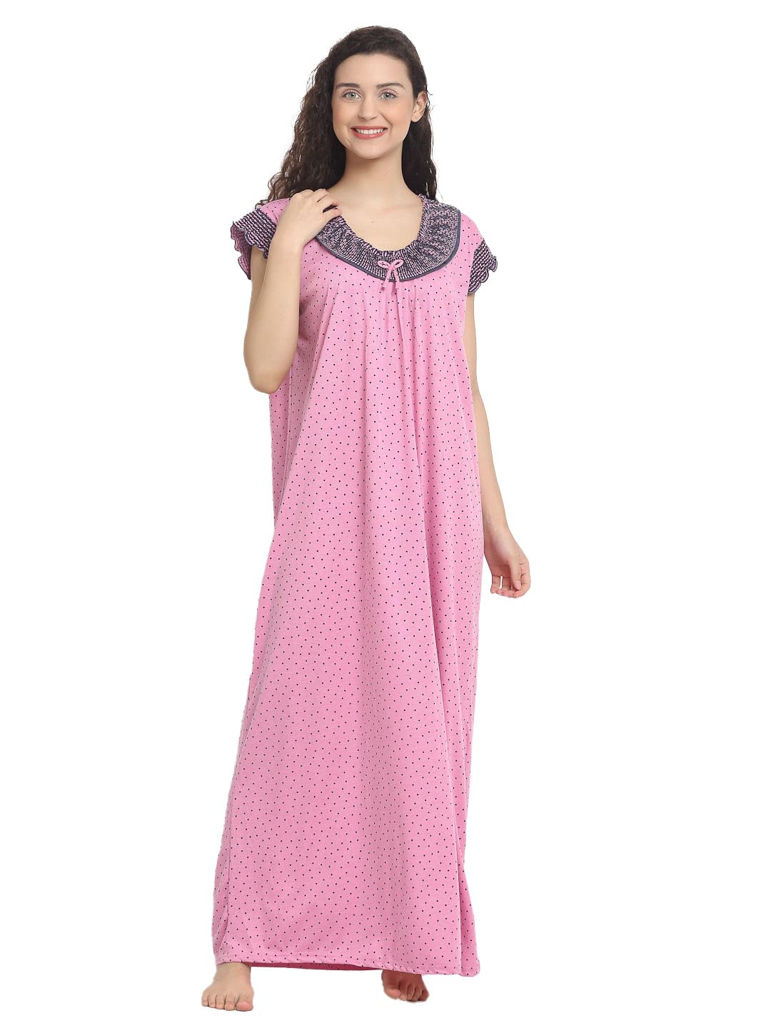 secret wish Women's Hosiery Solid Maxi Nighty (NT-E262-1001_Pink_Free Size)-picture-38