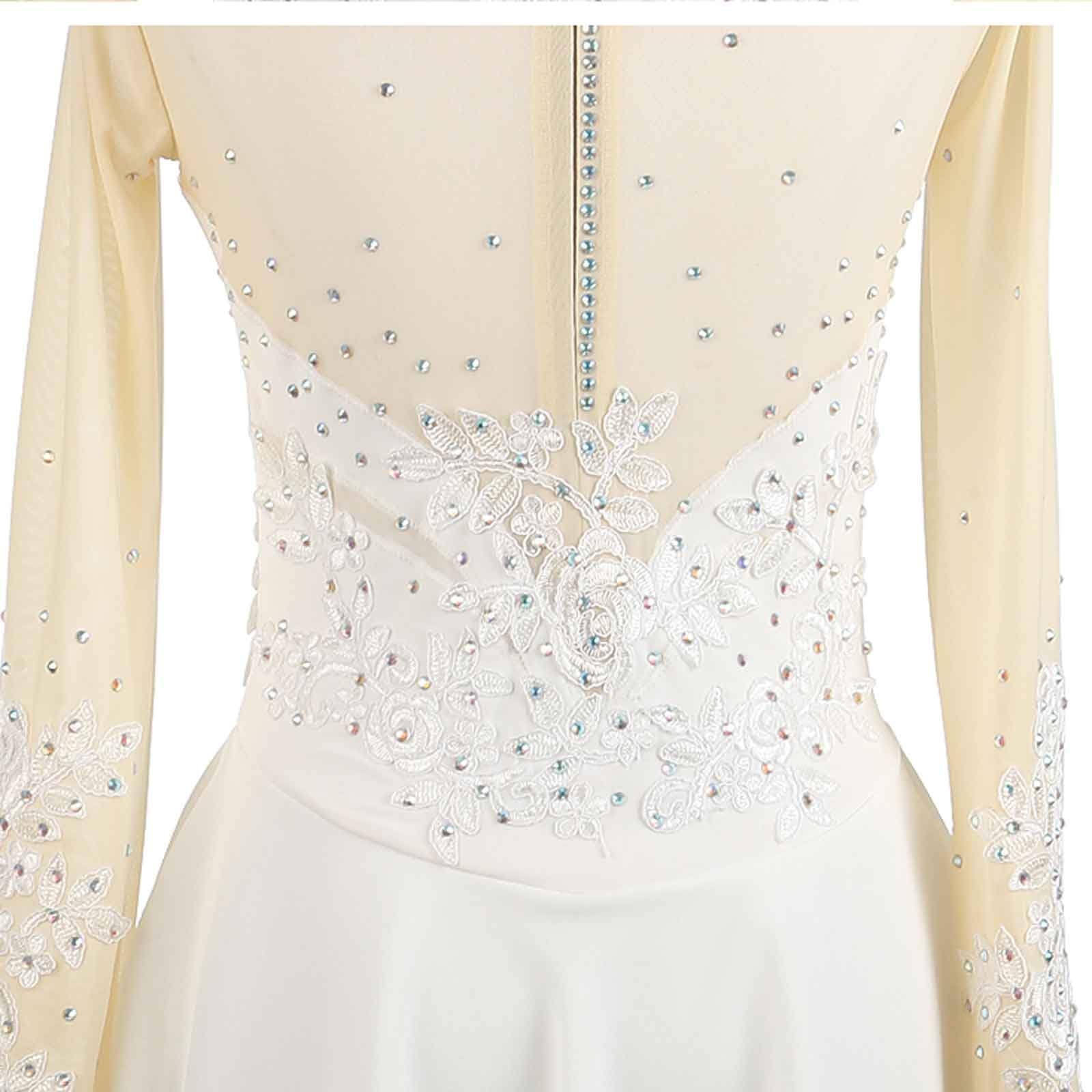 Vestido de patinaje artístico sobre hielo for niñas, trajes de baile de competición de retales estampados for mujeres con diamantes de imitación brillantes