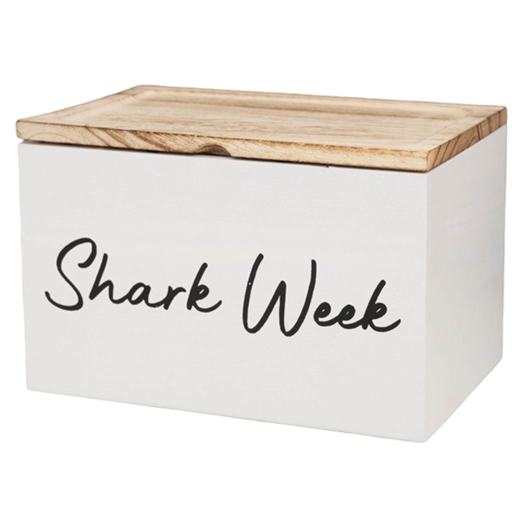 Ameble Wooden Divided Storage Box with Lid, Decorative Feminine Product Holder for Bathroom Counter, Tampon & Pad Organizer, Bathroom Containers - White