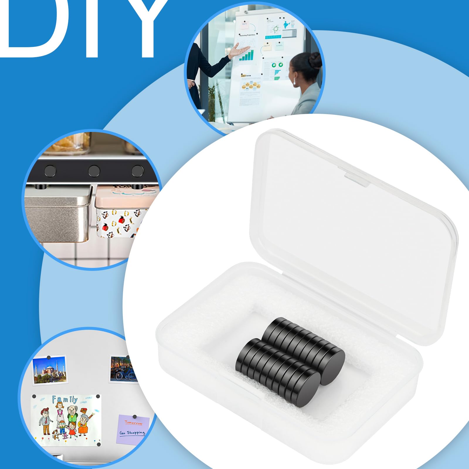 100 Magneti Al Neodimio Autoadesivi 10x1 Mm | Forti E Compatti Per Frigorifero, Bacheche, Artigianato - Foto 4