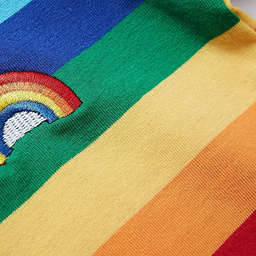 Sooxiwood Little Boys T-Shirt Rainbow Long Sleeve Striped O-Neck Cotton Blend Halloween Rainbow Shirt For Boys Size 7 L-Rainbow #TOP3