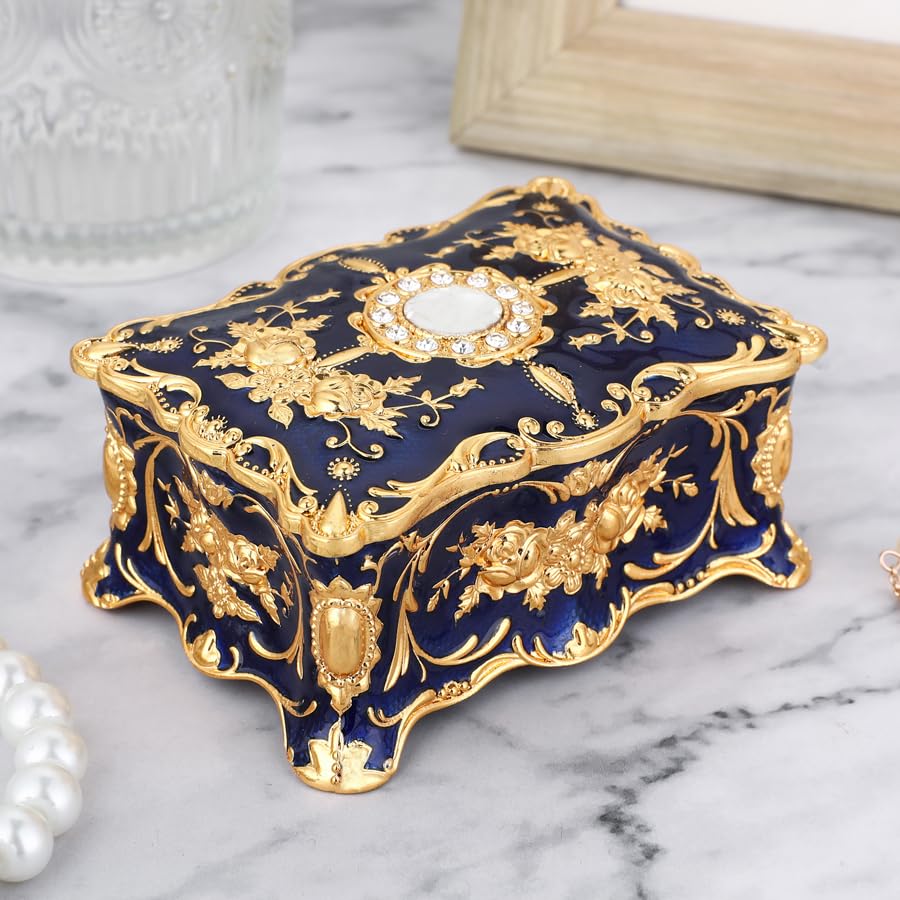 Joyero retro europeo de metal, caja de almacenamiento de joyas, caja de joyería creativa, caja de decoración de recuerdo, caja decorativa ornamentada para boda, regalo de cumpleaños