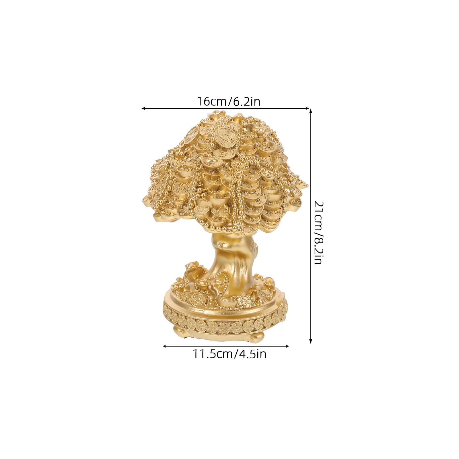 VANZACK Dekorative Feng Shui Geldbaum Statue aus Kunstharz, goldenes Baumornament für Tisch und Schrank, geeignet für Familie und Freunde als Symbol für Reichtum und Glück