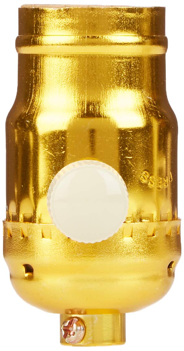 Leviton Incandescent Lamp Holder Socket Dimmer, Metal Finish, Brass Color, 6151