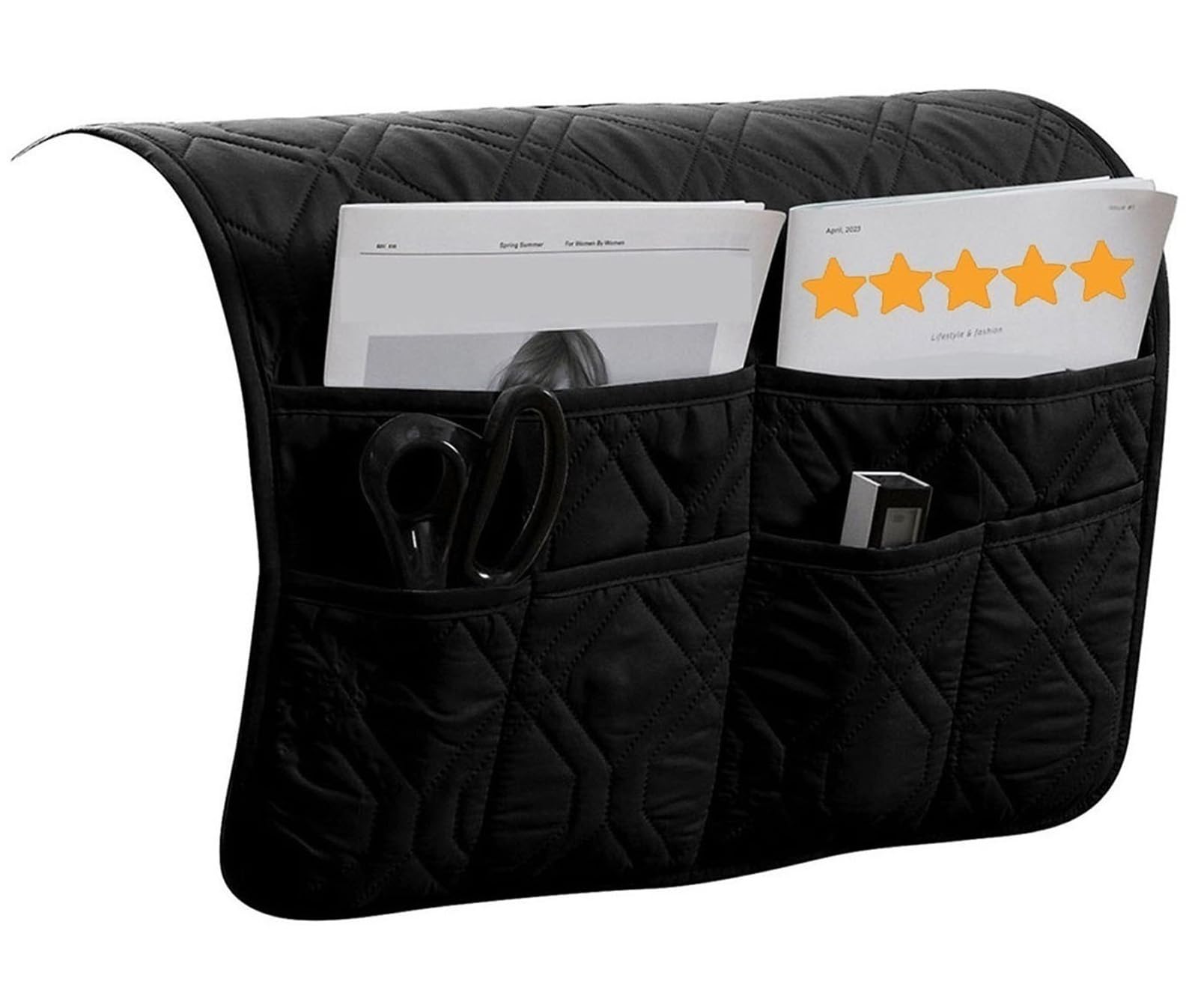ILiemao Waterproof Sofa Armrest Organizer Non-slip Arm Chair Bedside Caddy Storage For Recliner Couch With 6 Pockets Magazines Holder Armchair Book(Black)