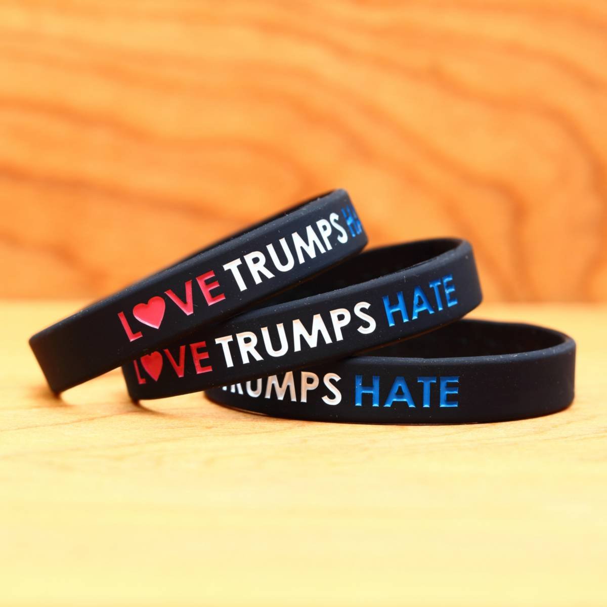 Three Love Trumps Hate Wristbands