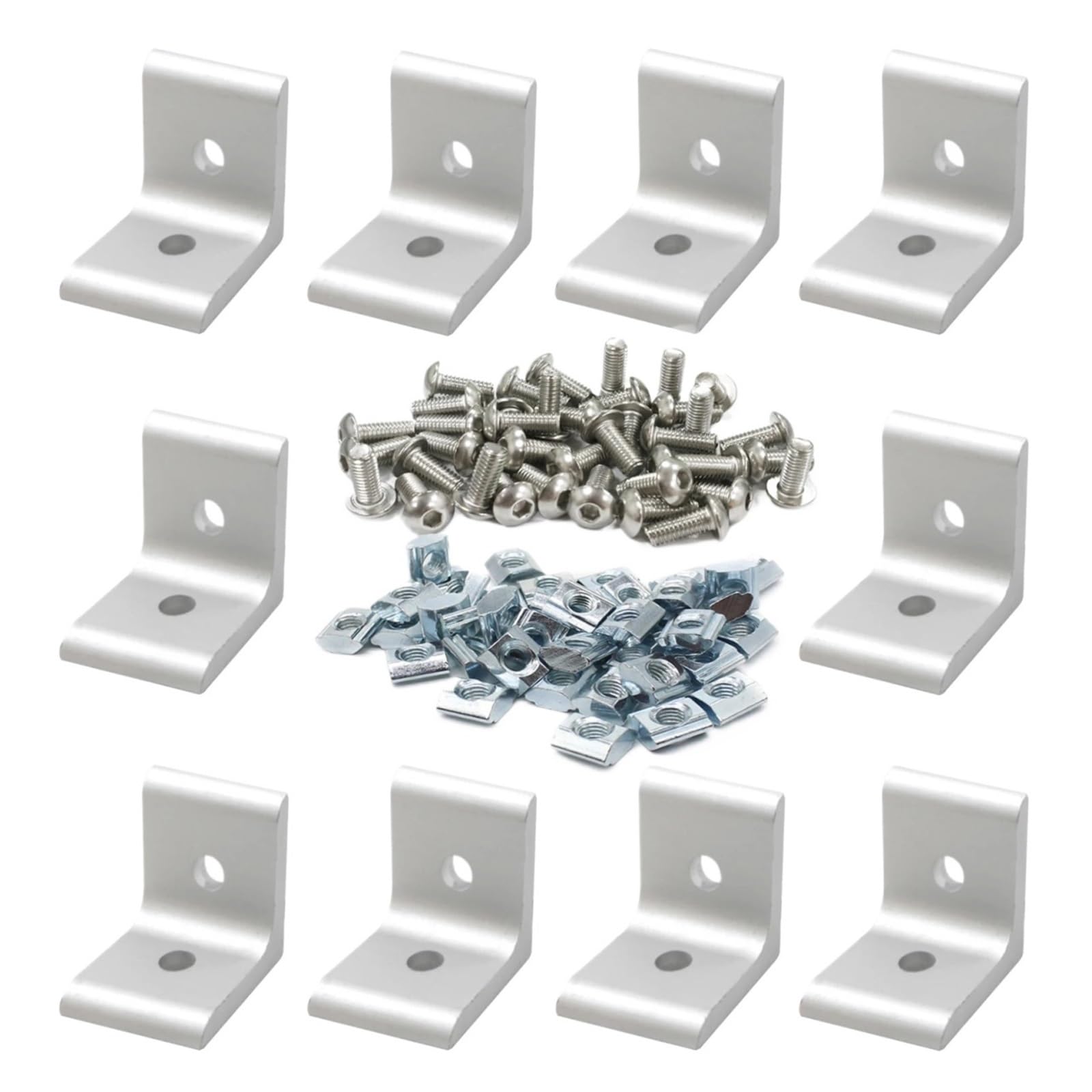 Ghhzml 20Pcs Bracket Aluminium Profile Brackets 10Pcs Aluminum Extrusion Profile Corner Bracket 10 Series Right Angle L Connectors Wtih Nut(,Black With M5 Nut)