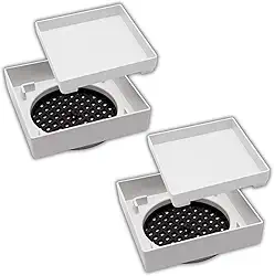 Kit 2 Ralo Oculto 10x10 ABS Premium Não Empena, Não Amarela, Ralo Invisível Inteligente para Porcelanato, Grelha Anti-Inseto - Branco (Branco)