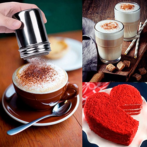 Powdered Sugar Shaker With Lid 3Pack, Stainless Steel Mesh Powder Shaker Duster For Cinnamon Sugar Pepper Powder Cocoa Flour #TOP6