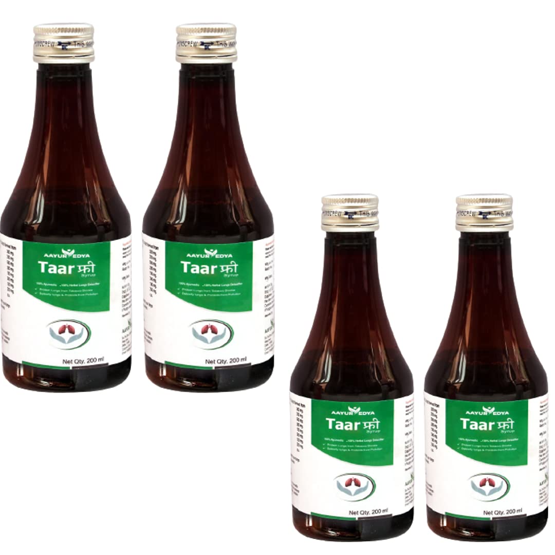 AAYURVEDYA Taar Free Syrup - Herbal Ayurvedic Lungs Cleaner, Removes Deposited Toxins from Lungs - Set of 4, 200 Ml Each (B093YCLP4W) Amazon Price History, Amazon Price Tracker