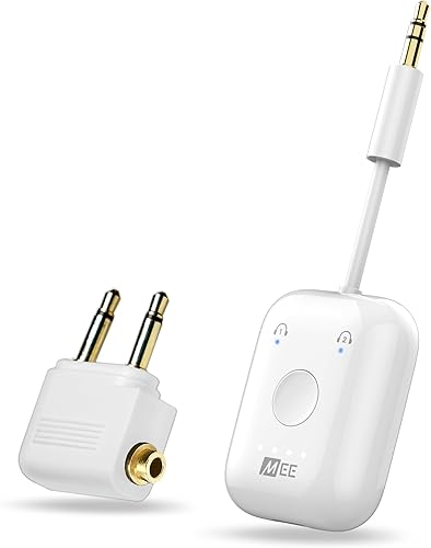 Miniatura 10 de MEE audio Connect Air (2 PAQUETE) adaptador de transmisor de audio Bluetooth inalámbrico para vuelos con hasta 2 AirPods/otros auriculares; Funciona