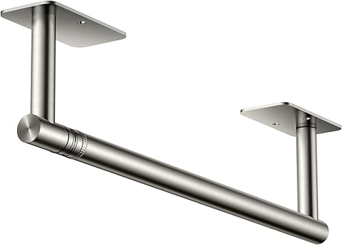 FORIOUS Toallero de papel para debajo del gabinete para fregadero de cocina, barra de cocina, soporte de toalla de papel de níquel cepillado debajo