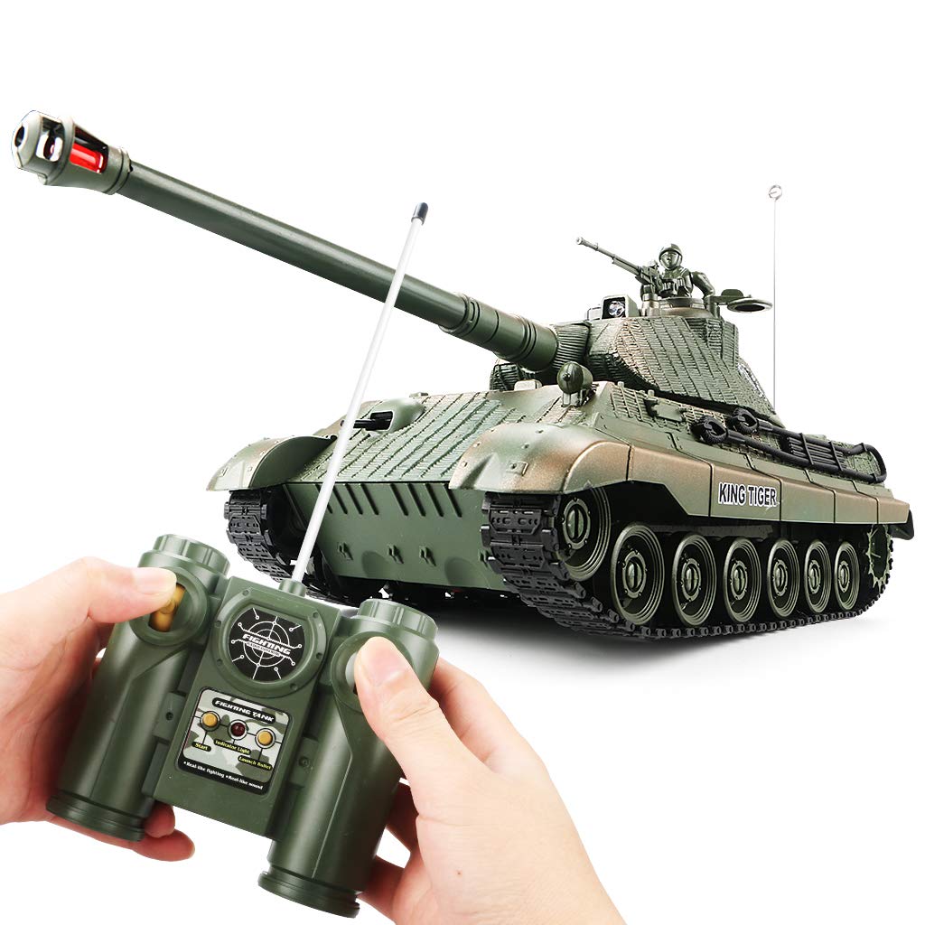 128 RC German King Tiger Heavy Tank of WW2,Remote Control Military Vehicles with Rotating