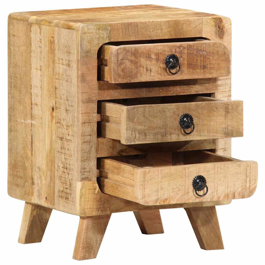 vidaXL Table de Chevet 2 pcs 37x32x50 cm Bois Massif de manguier Brut, Armoire de Chevet, Armoire de lit, Table d'appoint pour Chambre à Coucher
