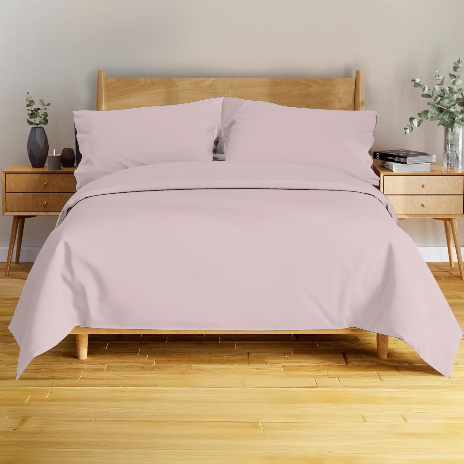 BAMPURE Luxury Series Queen Sheet Set - 100% Pure Viscose from Bamboo - Super Soft, Cooling Sheets for Hot Sleepers - Deep Pocket (Pink)