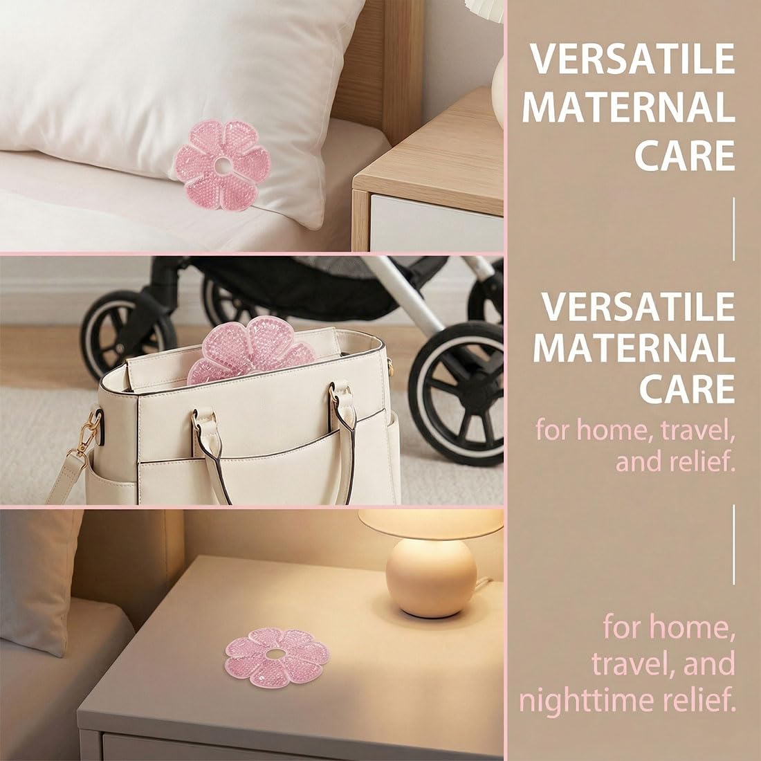 1 Pièce Bout De Sein Allaitement 3-En-1 Compresse Chaude-Froide Pliable Réutilisable Pour Grossesse Allaitement Rose