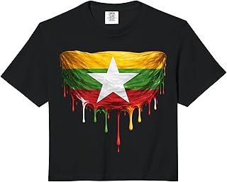 Myanmar Flag Comfort Colors Crop Top