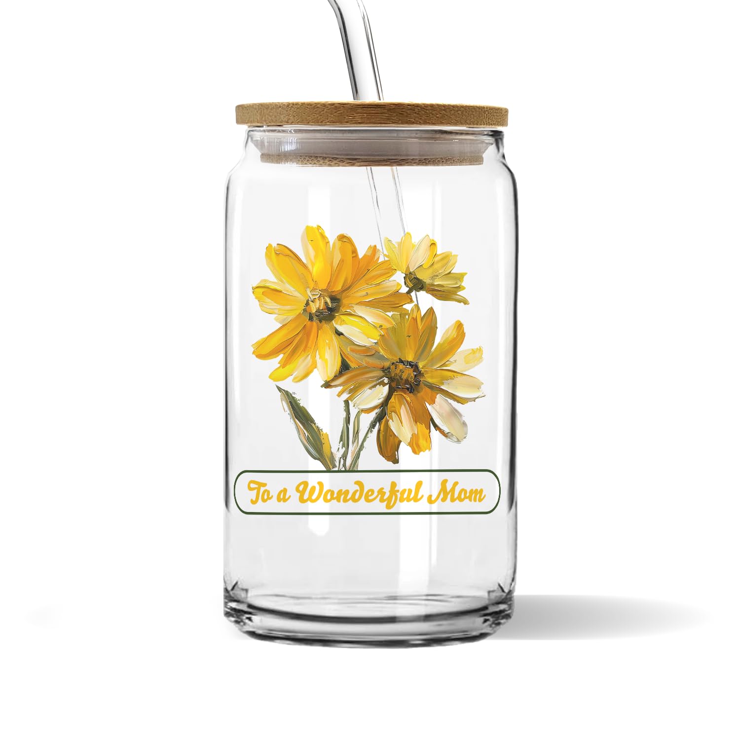 Sentiment House Mother's Day Drinking Glass - Mother's Day - Drinking Gift - Gifts For Her - Gifts for Moms - Drinking Gifts (To A Wonderful Mom Daisy)